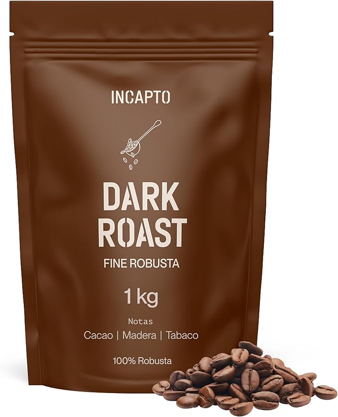 Incapto Café en Grano de Especialidad 1kg - Dark Roast - Máxima Cafeína | Origen Uganda | 100% Robusta | Tueste Oscuro y Natural | Finca Bujanga, Victoria Lake| Espresso muy fuerte