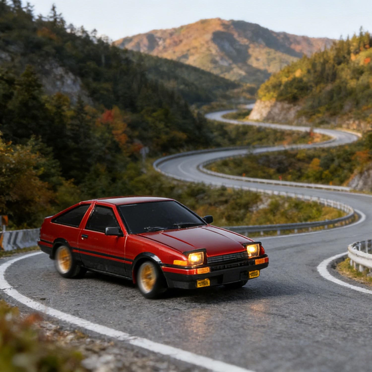 US in Stock, 1/18 RC Drift Racing Car AE86 Rwd LDRC LD1801 Wireless Control Vehicle Gyroscope Light System Motor Servo ESC Hobby Grade Model for Christmas Birthday Gift(Vintage Red with Gyro)