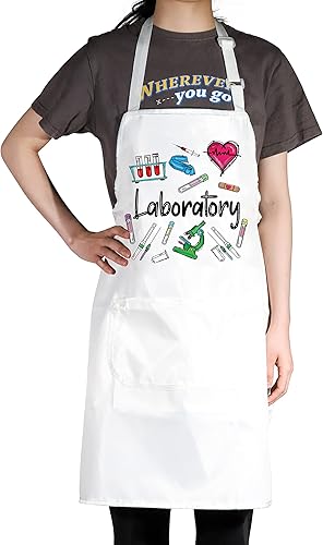 BWWKTOP Delantal de técnico de laboratorio con bolsillos, delantal de laboratorio de ciencia, semana de laboratorio, regalos de tecnología de