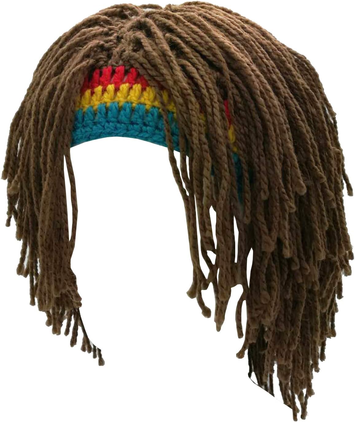 Funny Rasta Wig Beard Hats Knitted Jamaican Rasta Beanie Hat with Dreadlocks Christmas Halloween for Men Women
