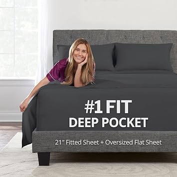 Extra Deep Pocket 5 Piece Bed Sheets Set, 1 Fitted Sheets, 1 Large Flat Sheet, 2 Pillowcases + 1 Extra Fitted Sheet Fine Yarns