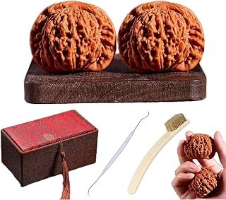 Lion Head Wenwan Walnuts Handpicked Matched Pair [43mm] Natural Clear Grain, High Density Chinese Stress Relief Walnuts for Palm Massage & Collection