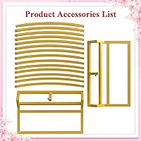 Vista 4 de Putros Soporte de telón de fondo redondo dorado de 8 pies, marco de arco de globos de metal, arco de boda para ceremonia, fiesta de cumpleaños