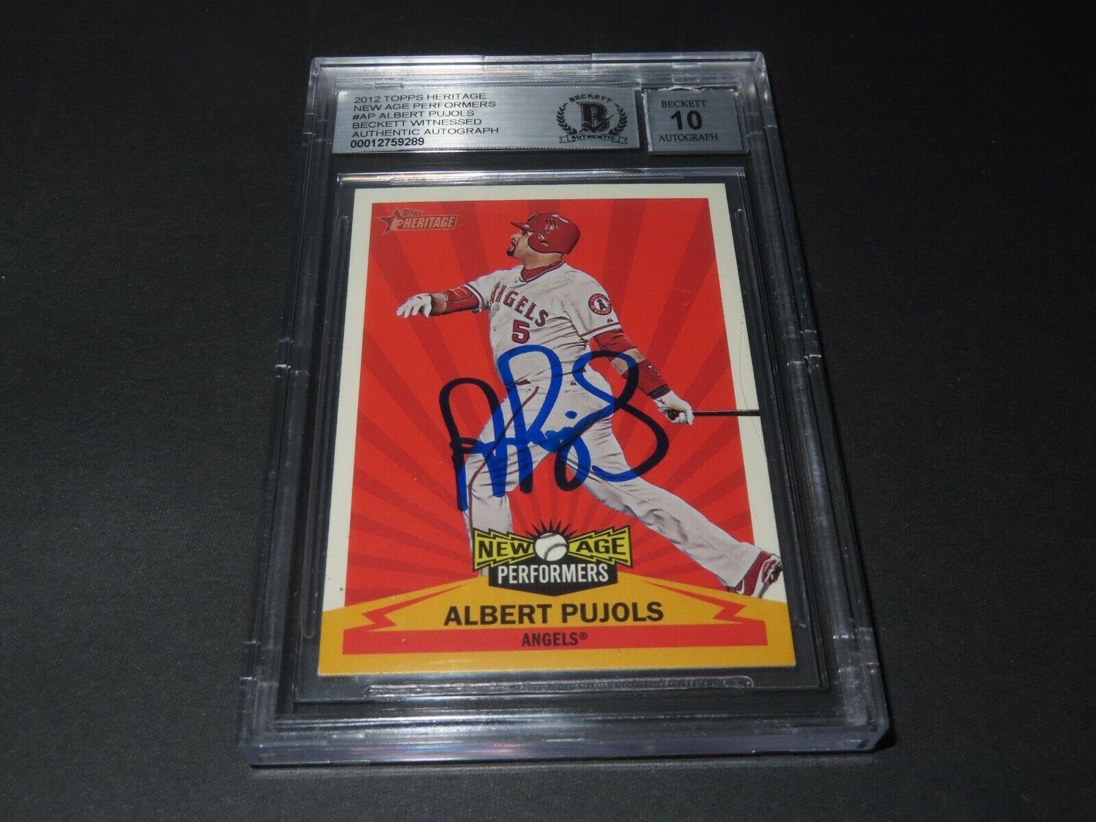 Amazon.com: Albert Pujols Signed 2012 Topps Heritage Card #NAP-AP