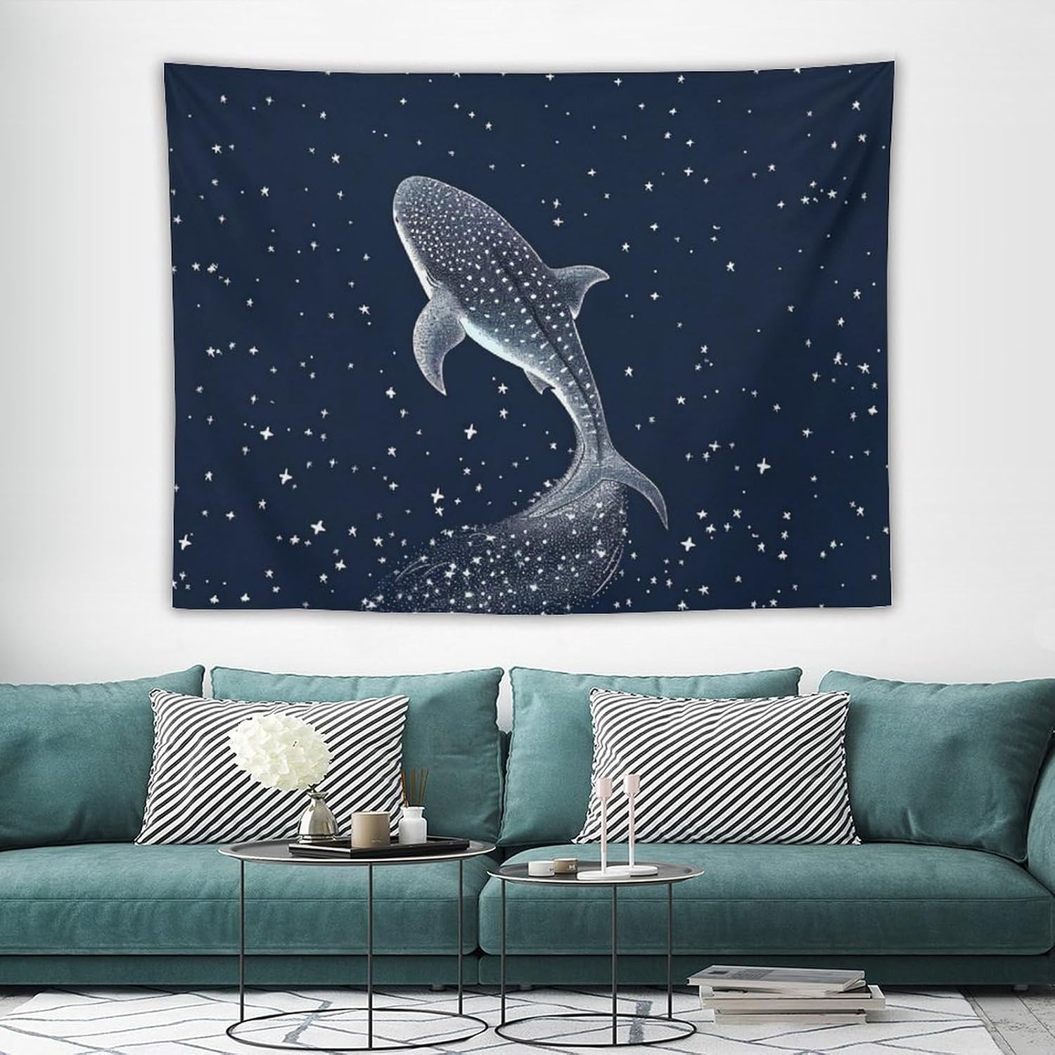 Whale Shark Tapestry Wall Hanging Trippy Tapestries Aesthetic Art Print Mural Blanket for Living Room,Bedroom,Home Decor Funny Tapestry-60"x80"