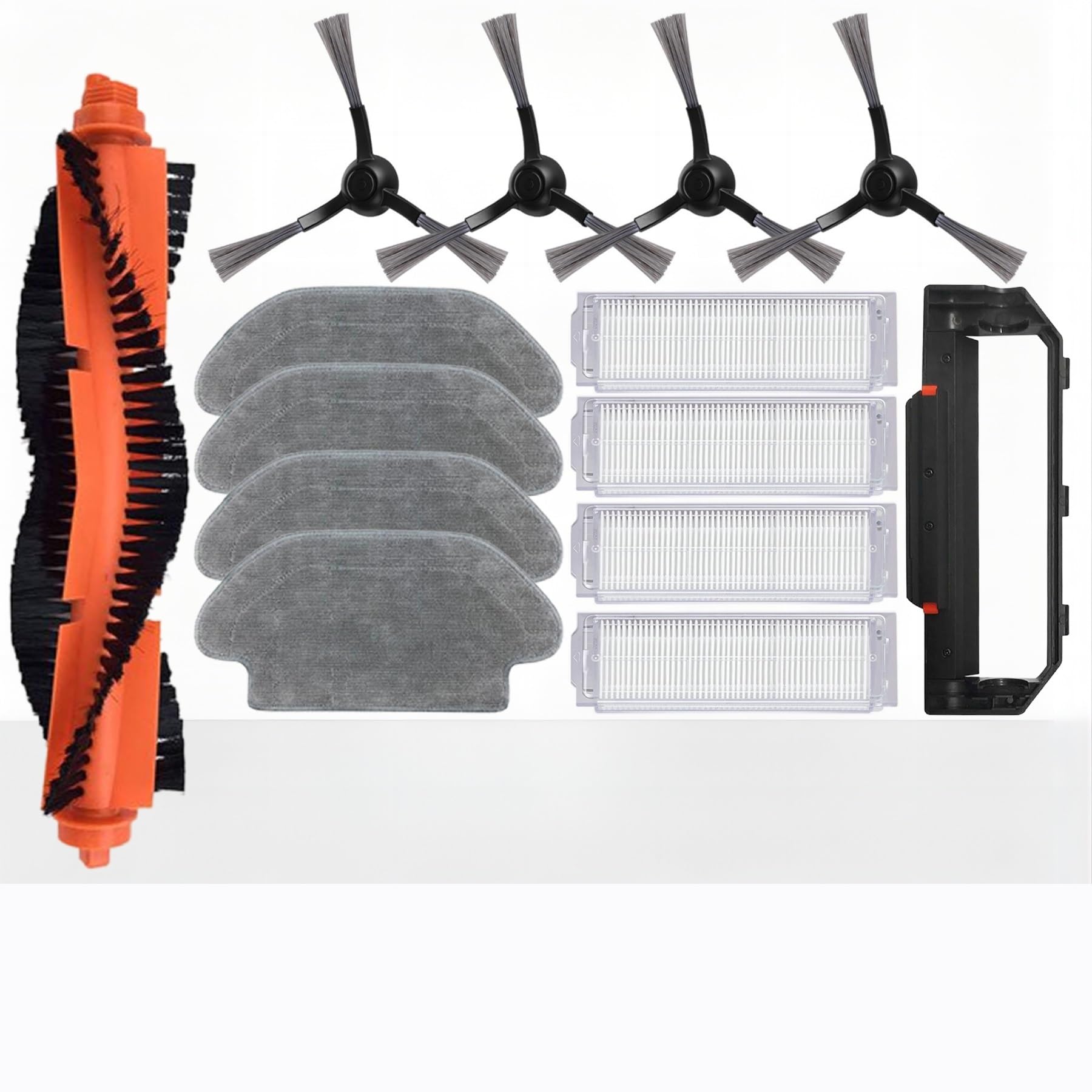 Kicici Compatible With Xiaomi Robot Vacuum S10，S12，T12，B106GL，Mop 2S，XMSTJQR2S，3C B106CN Replacement Parts：Main Side Brush，HEPA Filter，Mop Cloth(14pcs-2)