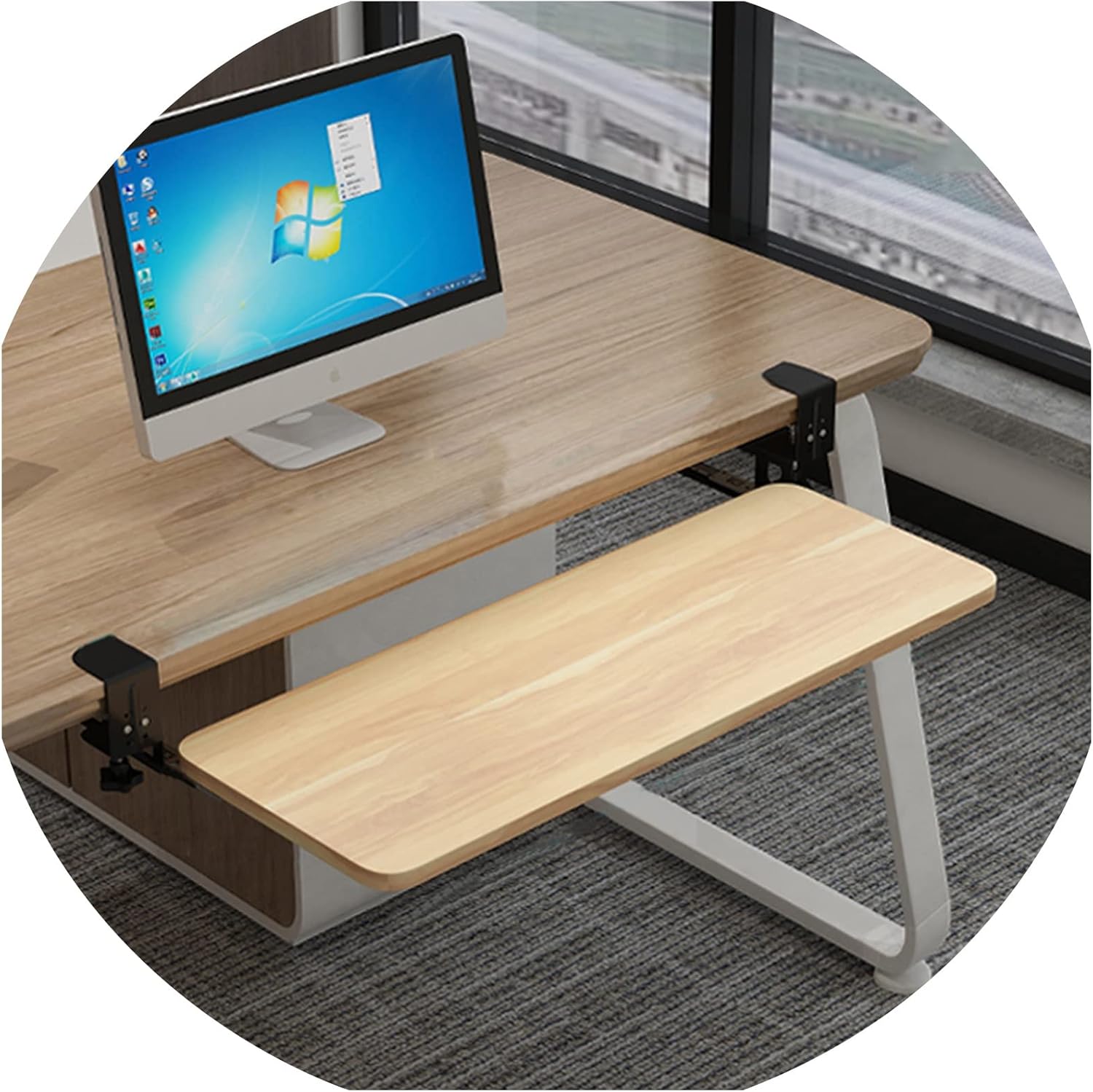 人間工学に基づいたデスク下キーボードトレイ – 快適なホームオフィスとゲーム環境のための調整可能な引き出し式プラットフォーム – 生