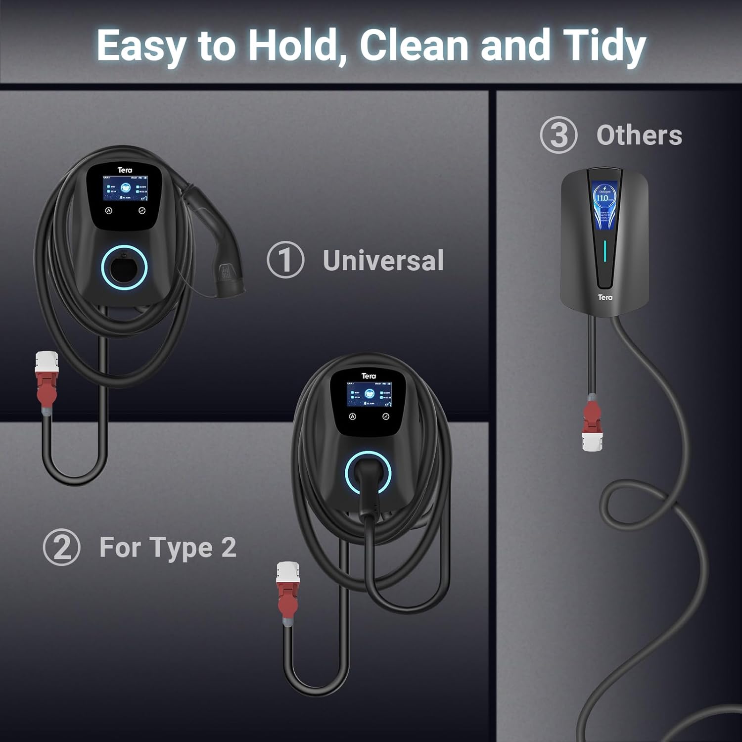 Charger with cable holder for easy organization