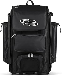 Boombah Catcher's Superpack Hybrid Rolling Bat Bag - Wheeled Backpack for Baseball Softball Catchers, Holds 4 Bats