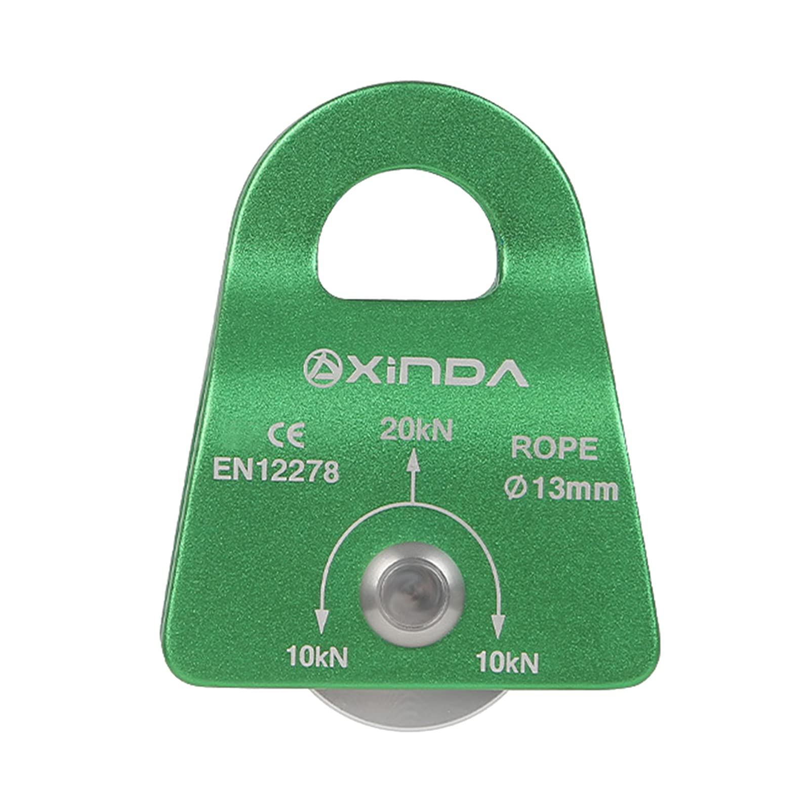 Generic 20KN General Purpose Mobile Pulley for Climbing, Single Micro Pulley 13mm Rope Hauling for Outdoor Use, Green, 5.5x7.4cm
