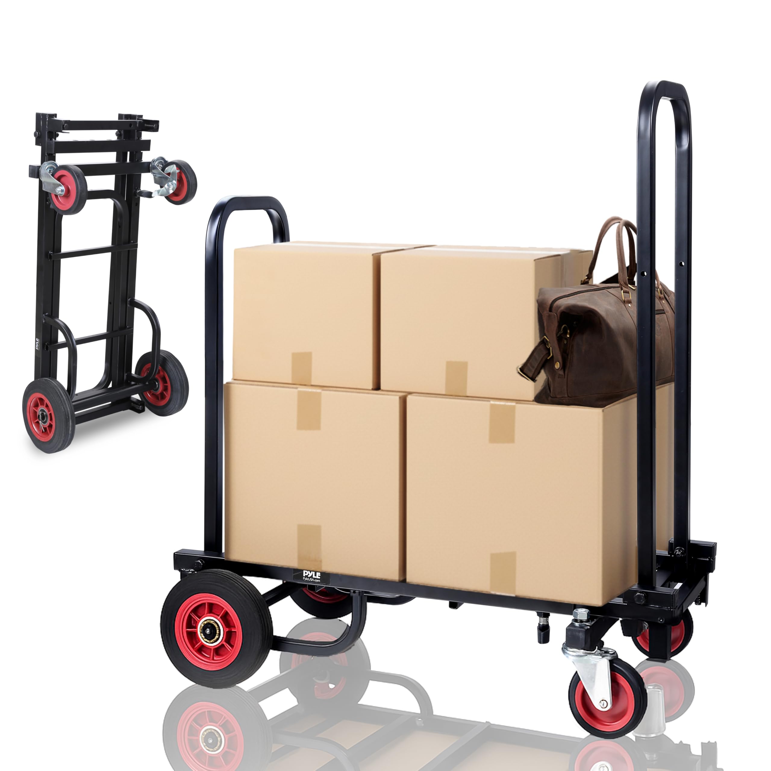Pyle Transportwagen Klappbar, Plattformwagen mit R-Trac-Rädern & Bremse & Rutschfester Fläche, Bis 90Kg, Ideal für Lieferung, DJ Equipment, PA Lautsprecher, Mischpulte & Events