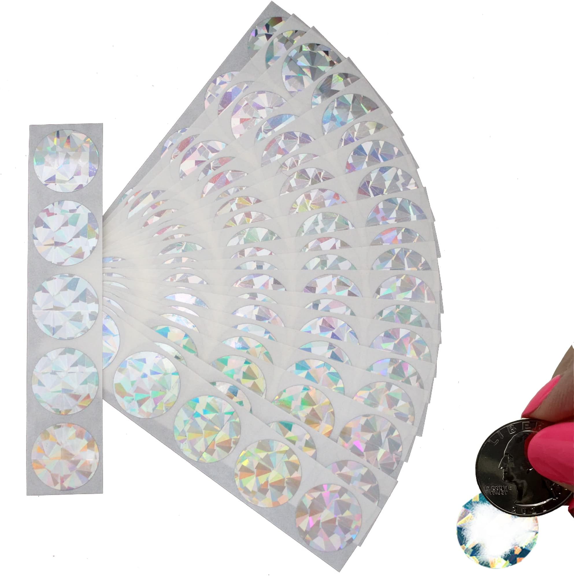 My Scratch Offs100 Pack Hologram Silver Round Scratch Off Circle Stickers Labels 1 Inch DIY for Replica Lotto Raffle Card Games Pregnancy Announcement
