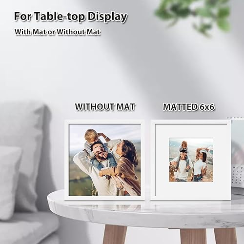 Vista 188 de KINLINK Juego de 4 portarretratos de 12 x 12 pulgadas, cuadrados de madera mate de 8 x 8 pulgadas con plexiglás para 8 x 8 pulgadas con paspartú