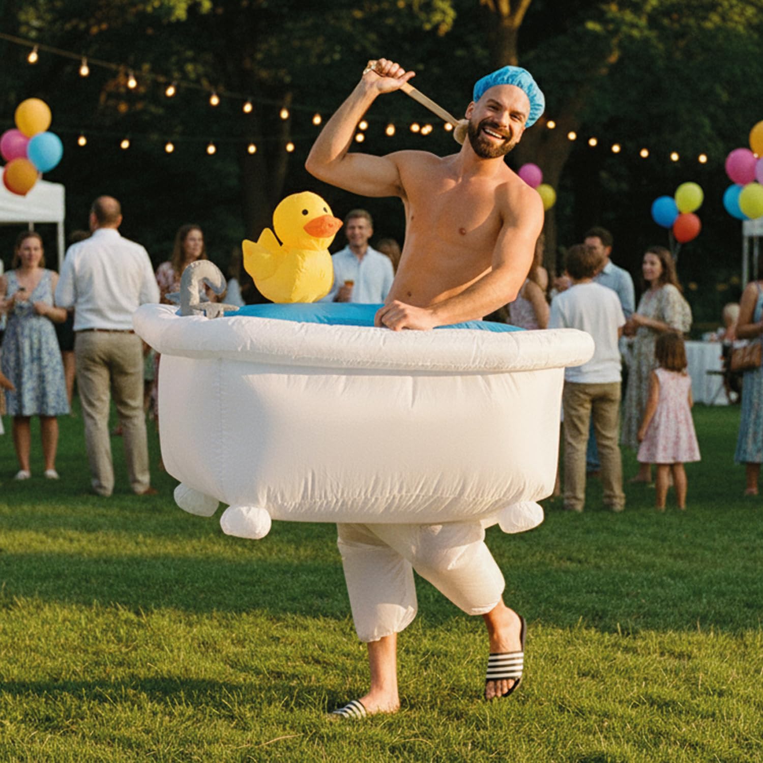 AirSuit®Costume da bagno gonfiabile Costume da vasca | Costume stravagante | Qualità Premium| Dimensione adulta 160 a 190cm| Poliestere |Confortevole | Resistente| Sistema di gonfiaggio| OriginalCup®