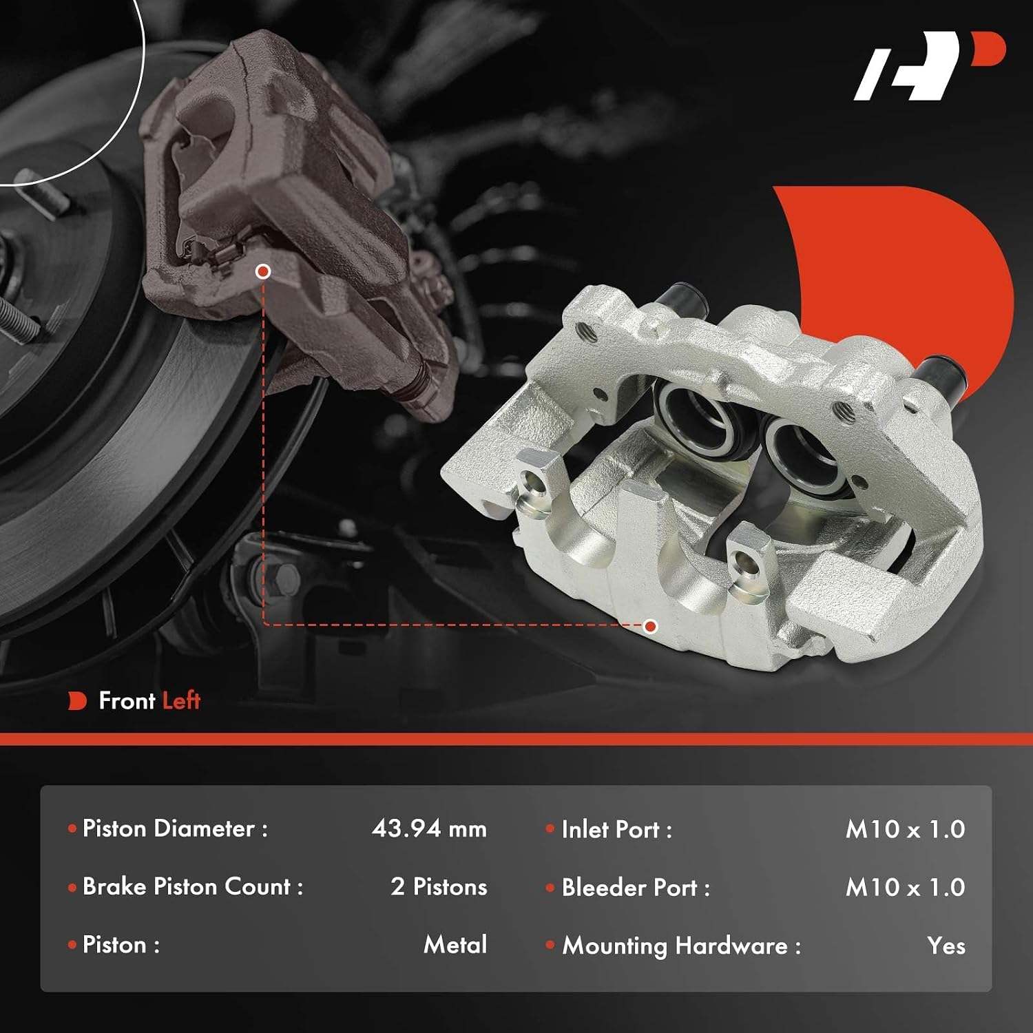 A-Premium Disc Brake Caliper Assembly with Bracket Compatible with Select Volvo Models - XC90 2010 2011 2012 2013 2014, Sport Utility - Front Left Driver Side