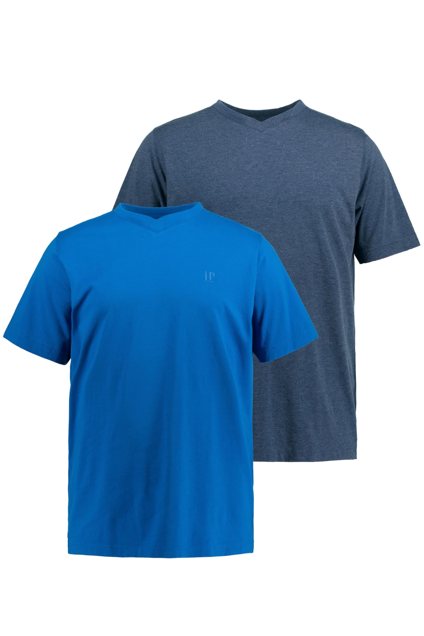 JP 1880 T-shirt, basic, V-hals, tot 8XL, jeans blauw | Ulla Popken