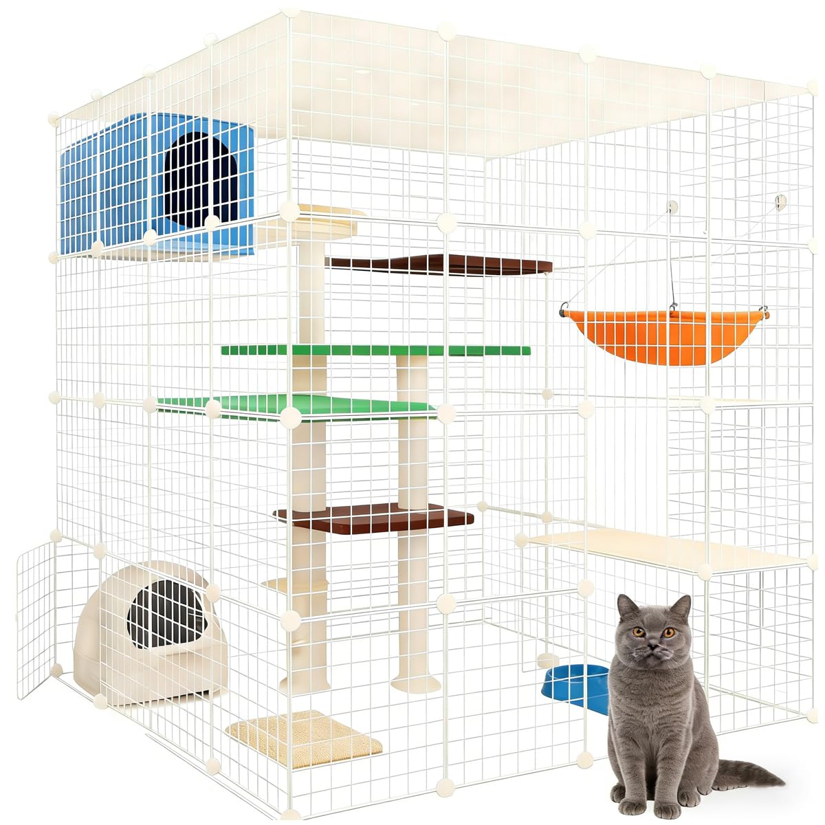 Amazon.co.jp: TUIYIDUO キャットハウス 大型 4 層ケージ 147×147