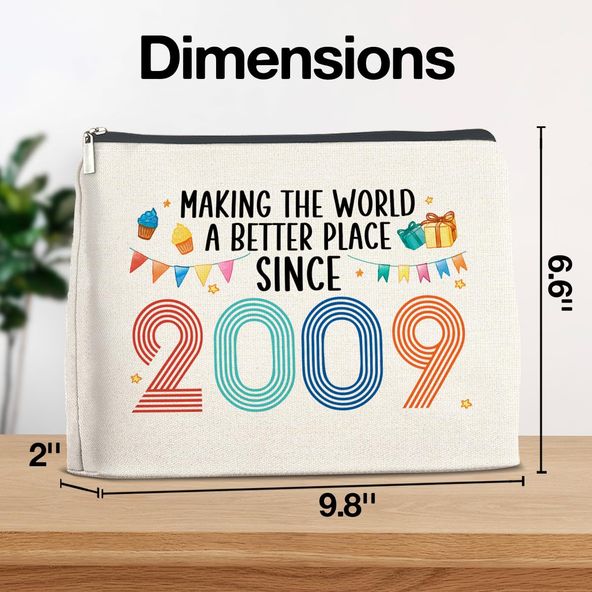 YeleY 16th Birthday Gifts for Her, Sweet Gifts for Her Makeup Bag, 2009 16th Birthday Gifts for Daughter, Sister, Niece, Friend, Cosmetic Bag for Valentine's day, Christmas