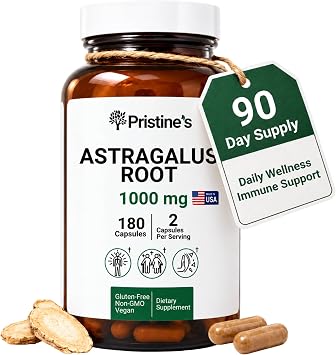 PRISTINES Astragalus Root Capsules, Adaptogen for Immunity & Lung Health