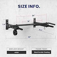 Vista 5 de LIONSCOOL Multifunctional Wall Mounted Pull Up Bar with Pulley System, 48" and 16"/24" Multi-Grip Chin Up Bar, Cable Pulley Attachments Included