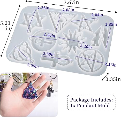 Miniatura 3 de Moldes de resina de silicona, llavero de silicona, molde para colgante de joyería, moldes de resina epoxi de encanto único, estilo punk estrella sol