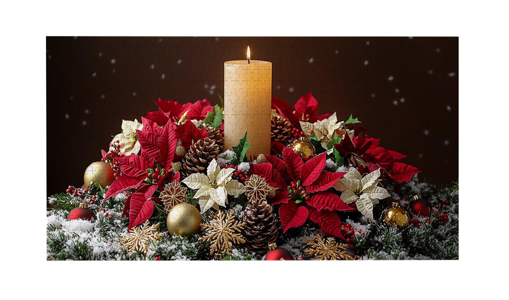 Puzzle dla dorosłych 1100 sztuk, Boże Narodzenie ze świecami Puzzle, trudne, wyzwanie, puzzle idealnie pasują, napis na plecach, bez pudru, prezent dla osób starszych (87x42 cm) v618