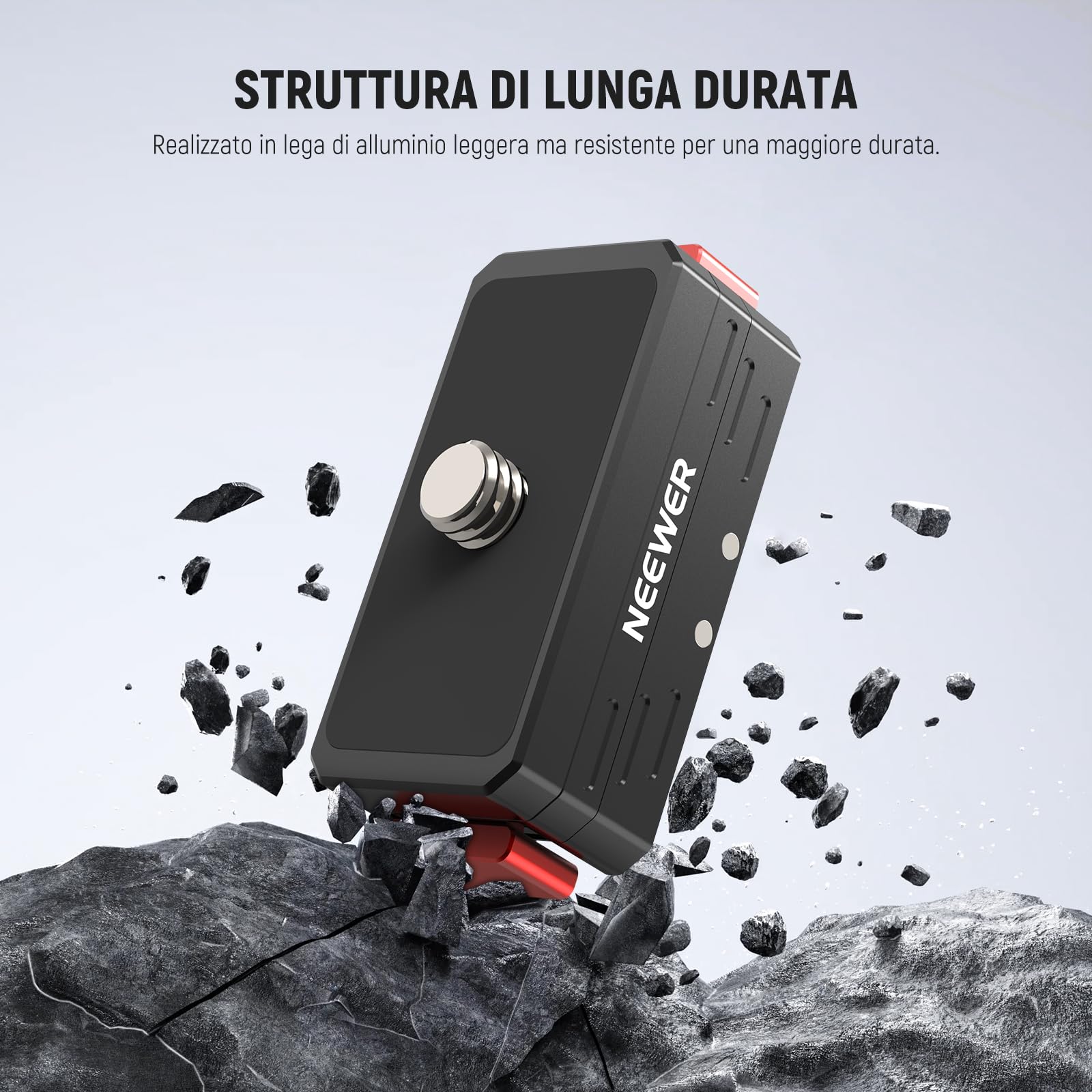 NEEWER Supporto Sgancio Rapido Compatibile con Insta360 X5 X4 X3 AcePro AcePro 2, Adattatore Magnetico con Vite 1/4" e Foro Filettato, Attacco 2 Punte Compatibile con GoPro Accessori Action Cam, GP-88