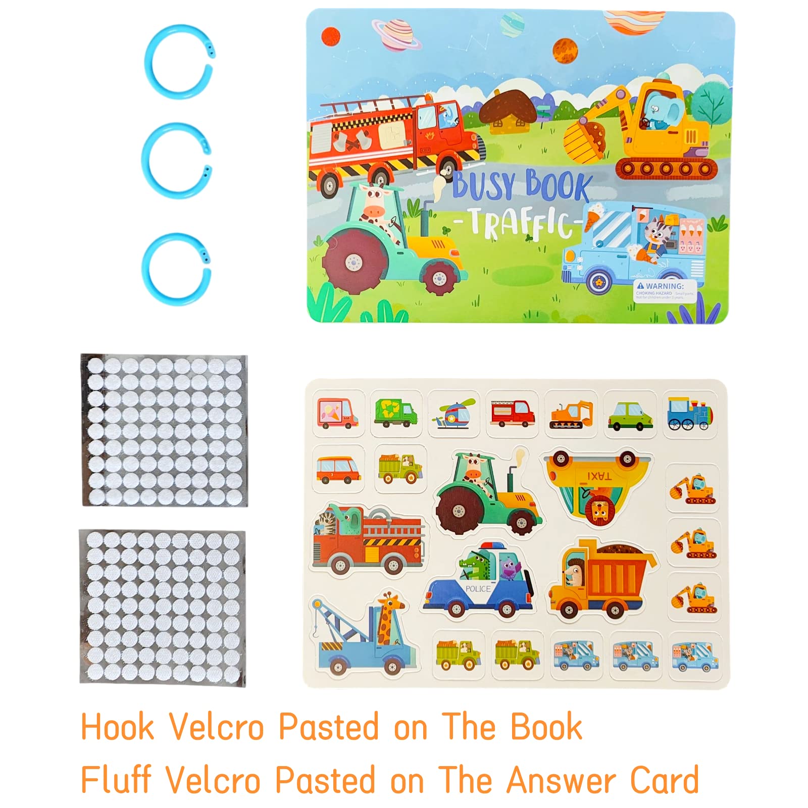 MIKNEKE 4 Pack DIY Montessori Busy Book for Toddlers, Montessori Quiet Book for Kids, Vehicle Life Skill Farm Dinosaur Preschool Learning Activities Learning & Education Toys