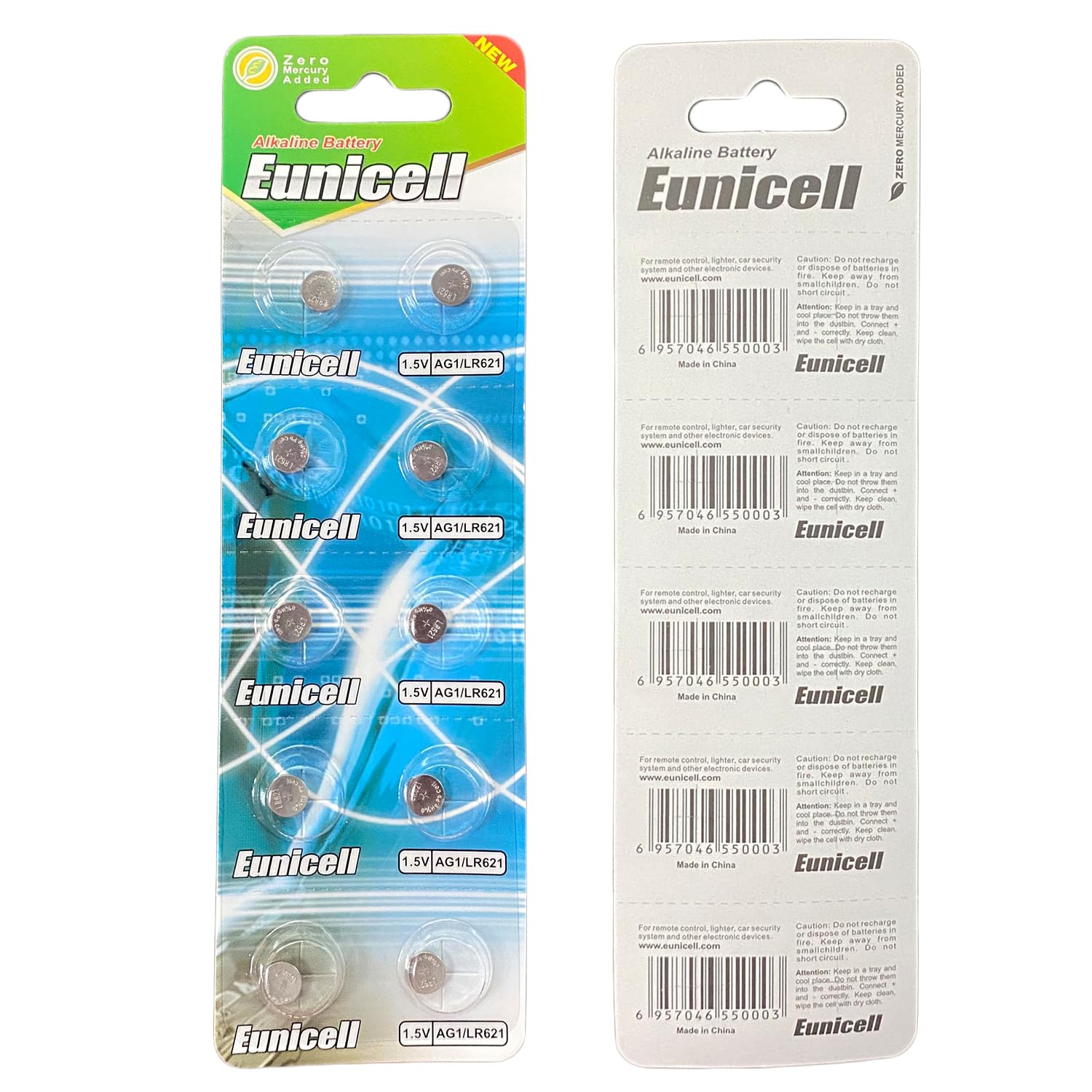Pack of 10 - LR920/AG6 Eunicell 1.5V Button Coin Cell Alkaline Batteries - Suitable for use in LED lights, Digital Voice Recorders, Toys, Blood Glucose, Cholesterol Testing, Meters, Toys — view 30