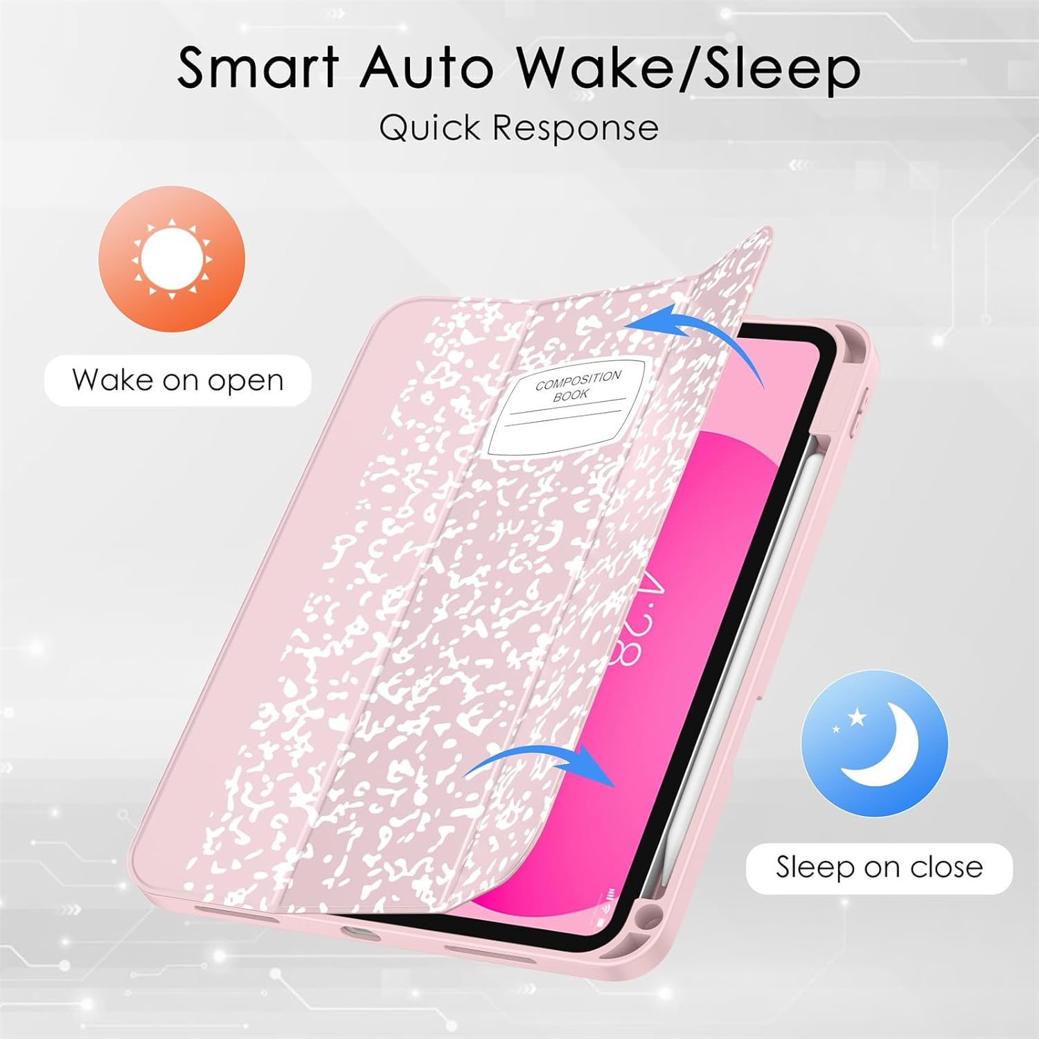 Soke Case for iPad (A16) 11th Generation 2025 11-inch, iPad 10th Generation 10.9 Inch (2022) with Pencil Holder, [Shockproof + Auto Sleep/Wake] Soft Back for iPad 11"/10.9" Cover, Book Pink