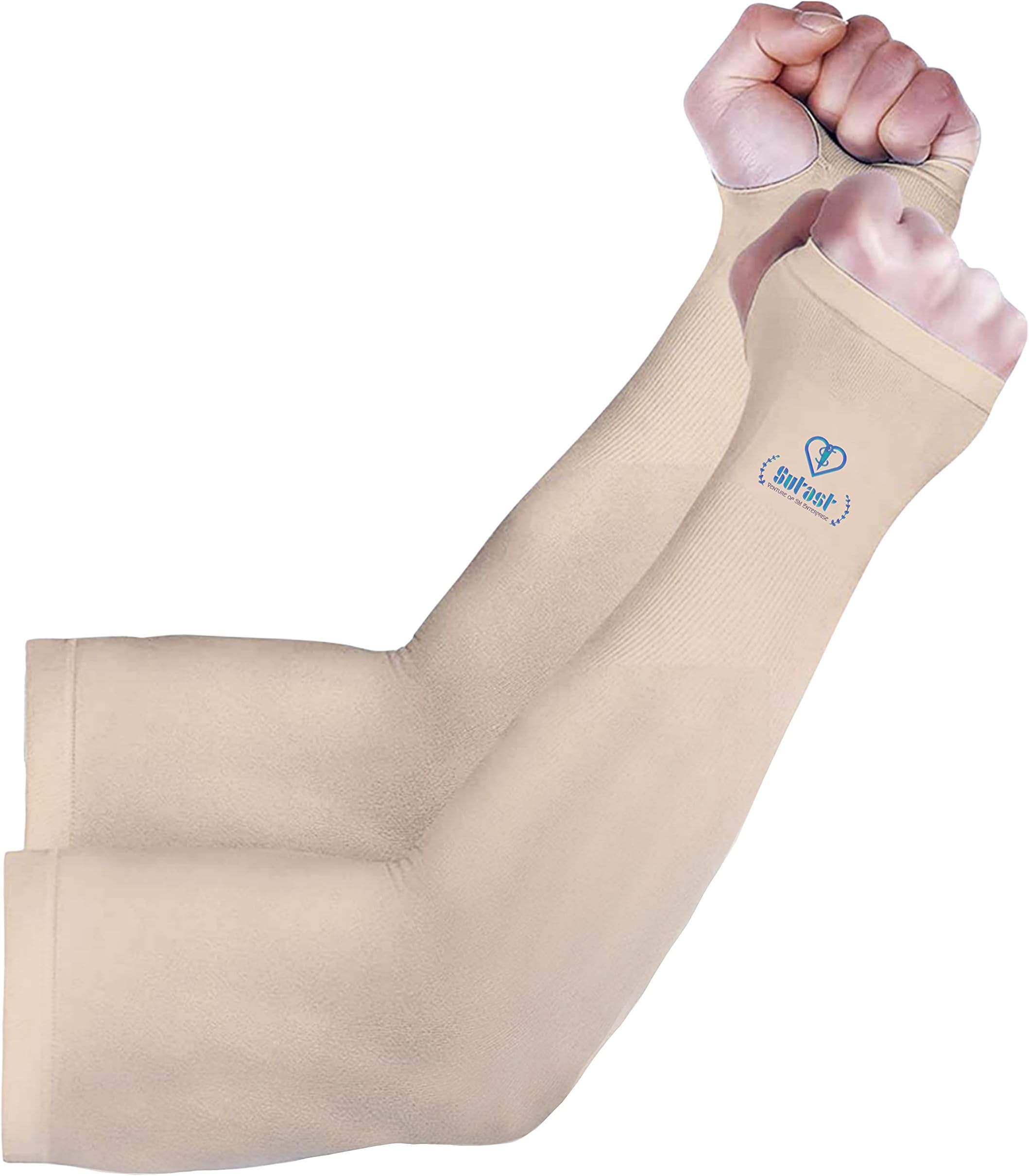SUTASTMen Women Unisex Sleeve Cricket Driving Hiking Sports Biking Cycling Sunburn Dust Pollution Protection Tatoo Cover Sleeves Beige