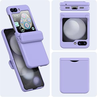 for Samsung Galaxy Z Flip 5 Case Cover with Card Holder Purple