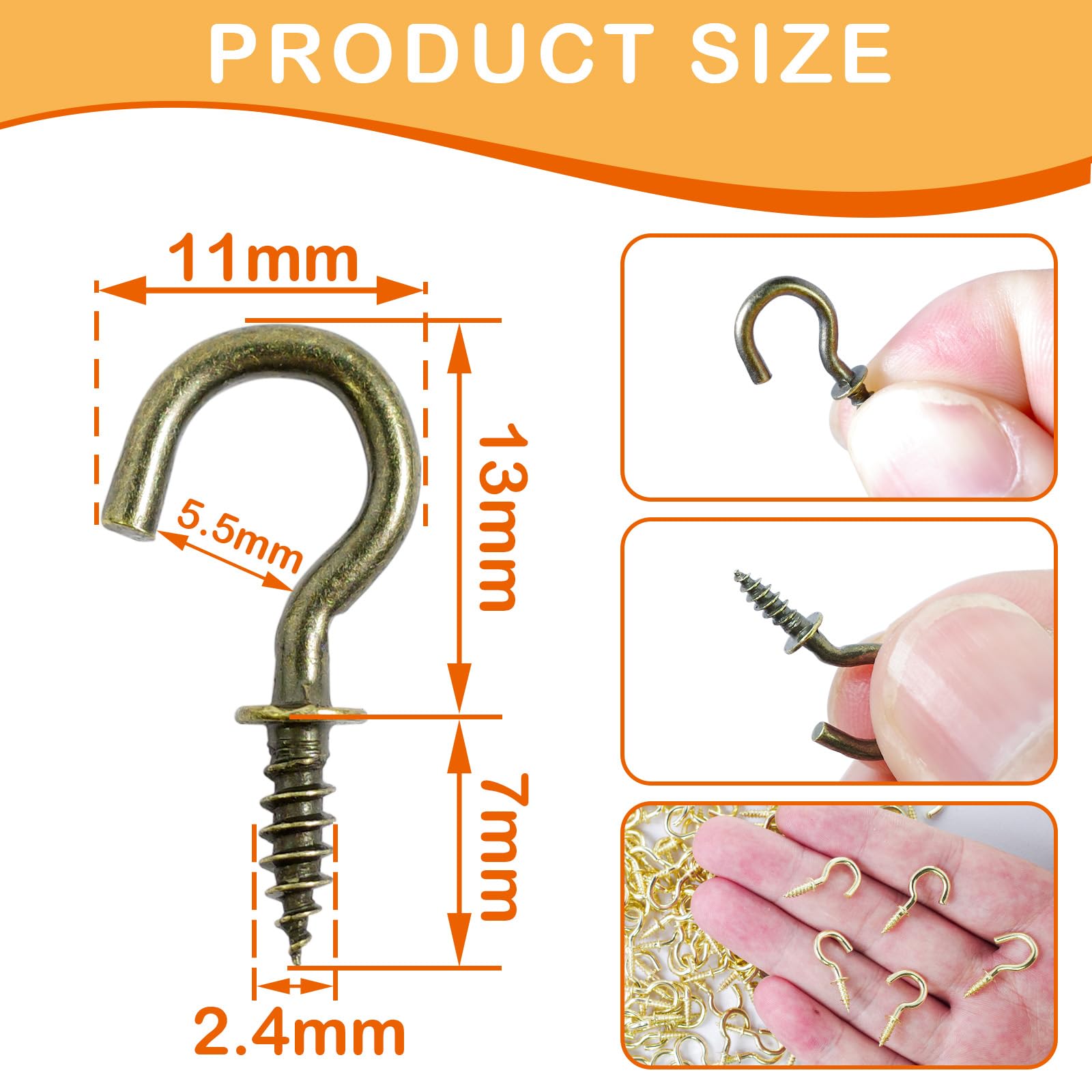 240 Pezzi Ganci a Vite Piccoli 1/2 Pollice Bronzo Ganci Avvitabili a Metallo Gancio a Vite Soffitto per Superfici Plastica Legno Appendere Piante Decorazioni Artistiche Natalizie (con Scatola)