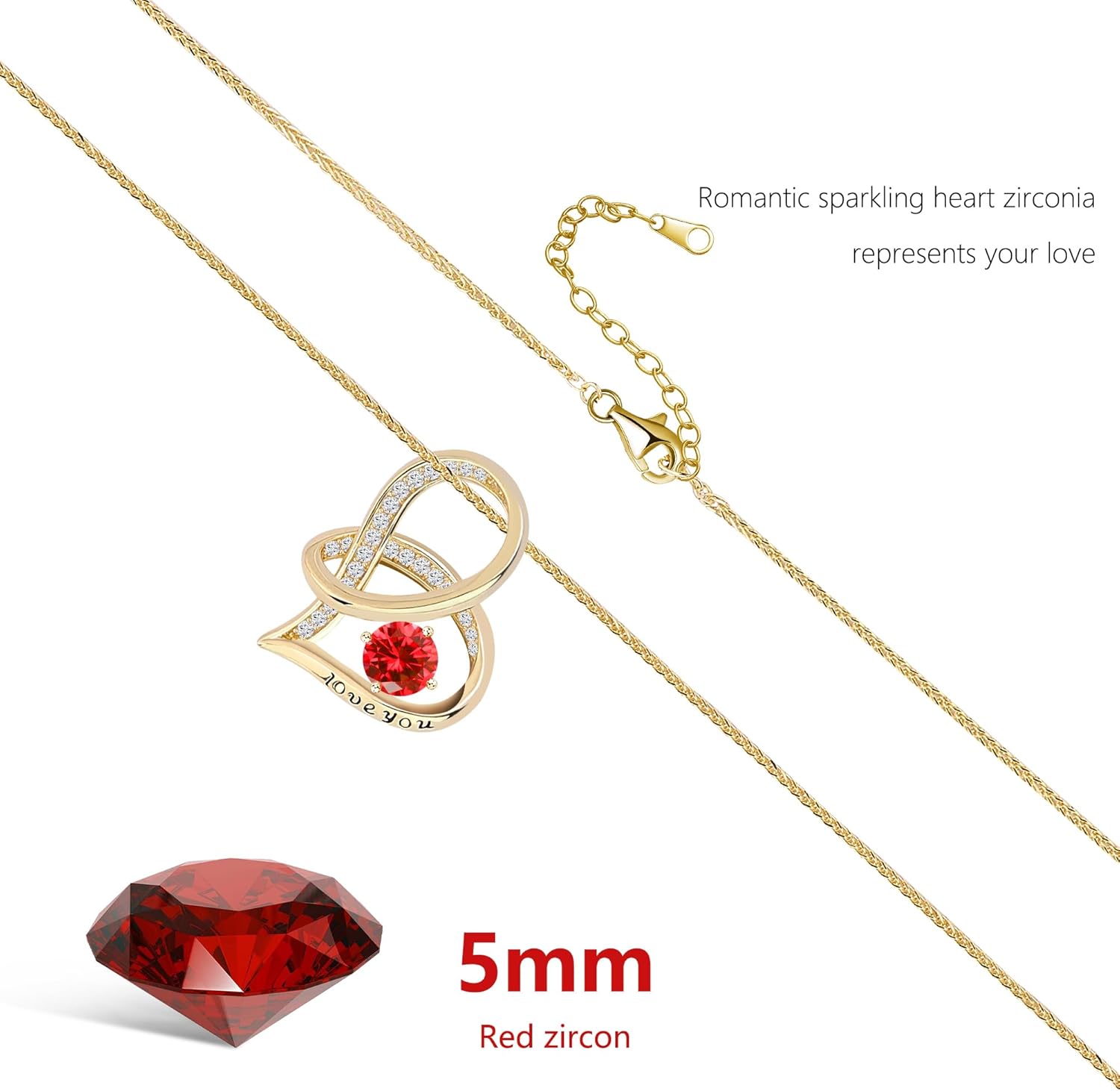 Enduring Hearts Purple Zircon Necklace for Women - 14K Gold Plated Copper Infinity Pendant, Dainty Everyday Jewelry - Image 3