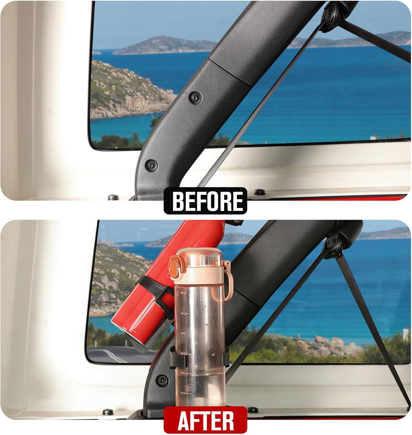 JeCar Roll Bar Fire Extinguisher Bracket + Cup Holder Mount Compatible with Jeep Wrangler JL & Gladiator JT 4-Door 2018-2025, Left Side