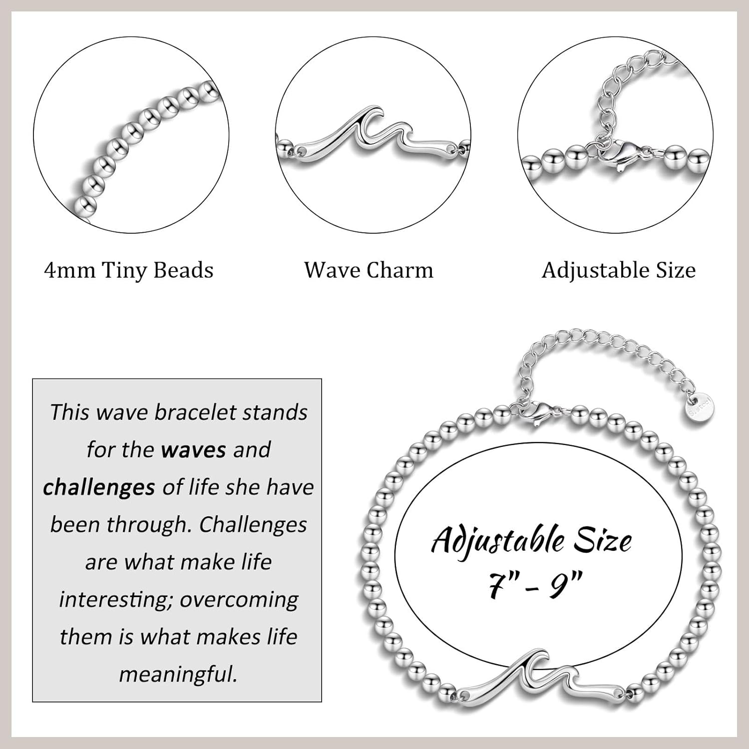 Inspirational Gifts for Women, Wave of Life Inspirational Bracelet, Thinking of You Cheer Up Get Well Encouragement Gifts for Women Friends, Life is Tough But So are You - Image 5
