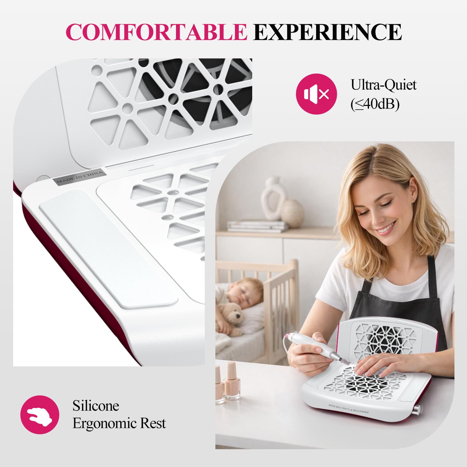 Woput Foldable Nail Dust Collector with Adjustable Suction and Filter Papers