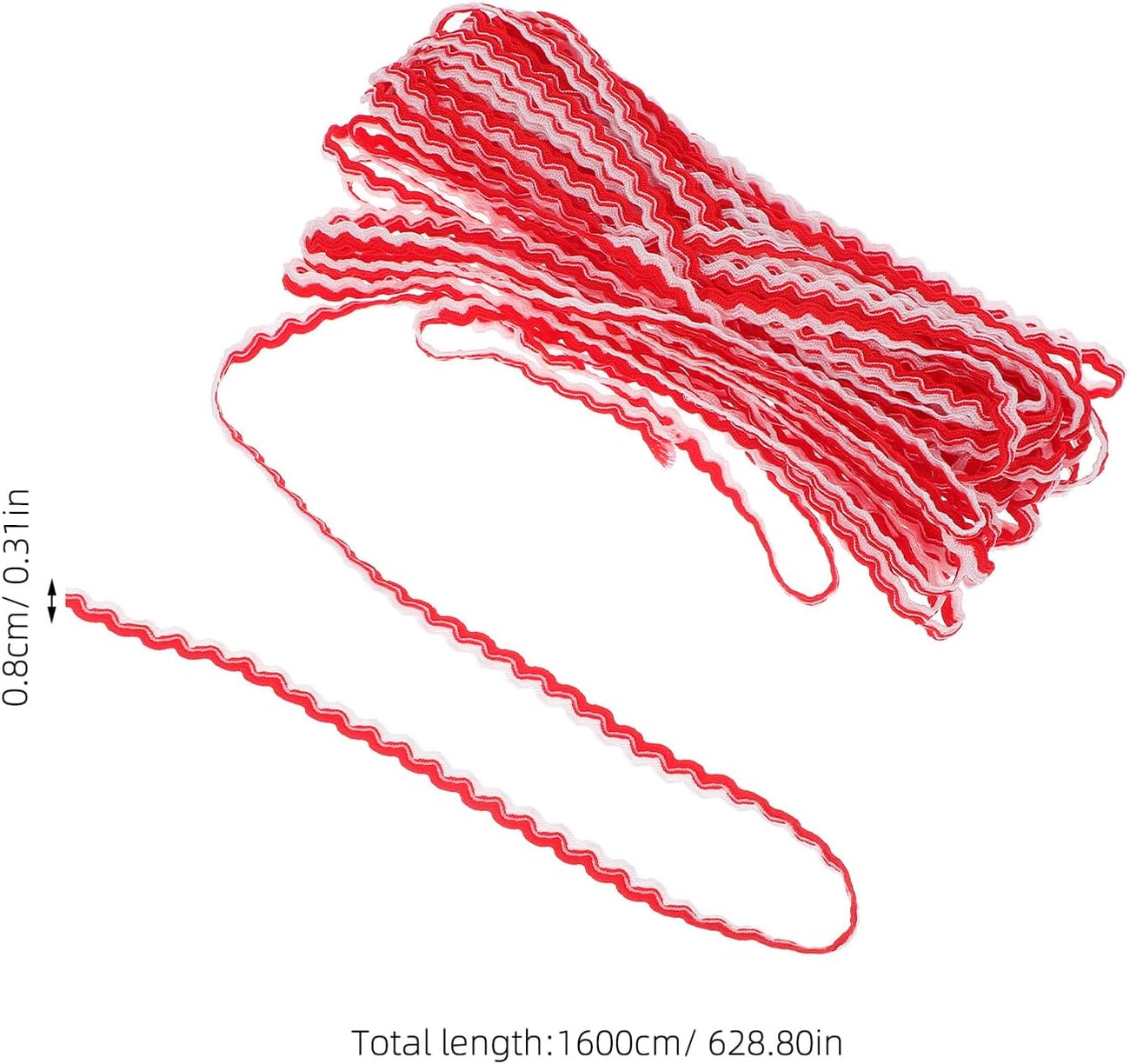 Double-Color Wavy Pattern Braided Trim 5mm Width 16m Roll, Sewing Craft Lace Trim with Woven Edge for Curtains Clothing Upholstery Decorations