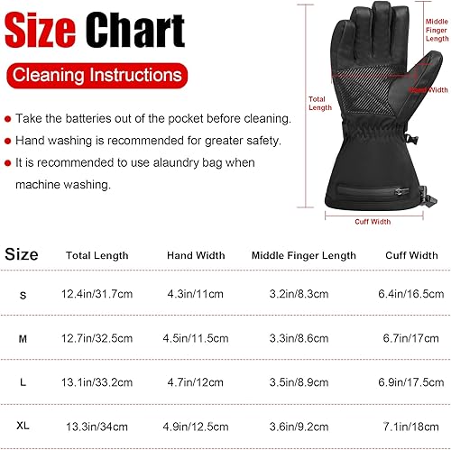 Miniatura 8 de Guantes térmicos recargables para hombres y mujeres, guantes térmicos eléctricos de 7.4 V, guantes de esquí impermeables y resistentes al viento