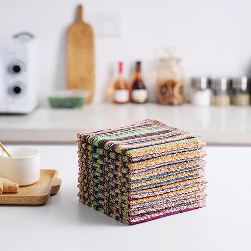 Miniatura 6 de Oeleky Paños de cocina para lavar platos, trapos de cocina ultra absorbentes, paños de limpieza de algodón, paquete de 8, 12 x 12 pulgadas (Multi-1,