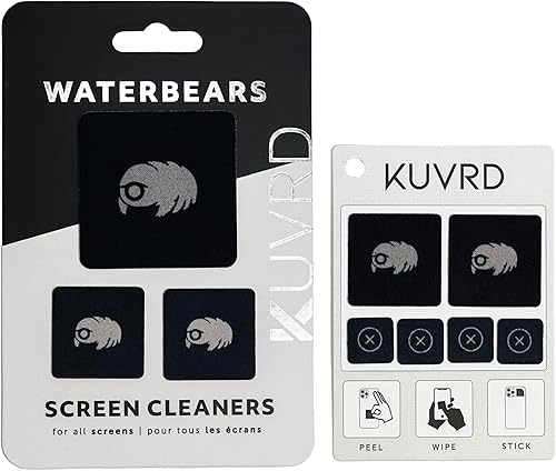 KUVRD Waterbear - Limpiadores de pantalla universales - Pequeñas herramientas de limpieza para tus lentes y pantallas - Paquete de 2 - (1 juego de