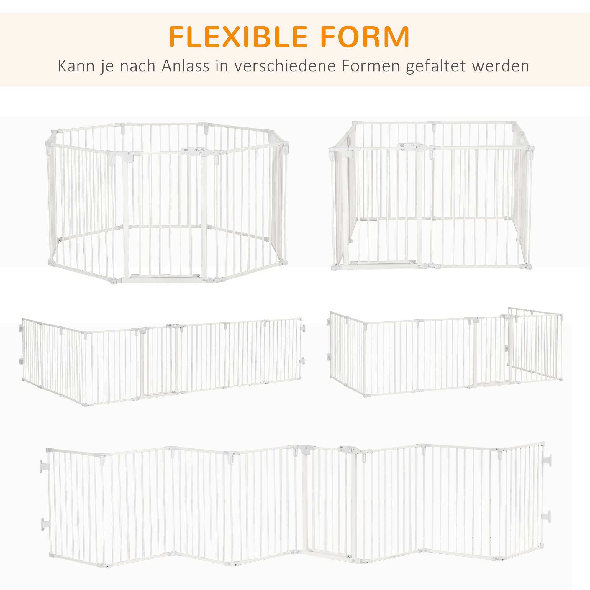 PawHut Puppy Run Outdoor Behuizing voor Honden Beschermrooster 8 Panelen 60 x 76 cm Wit