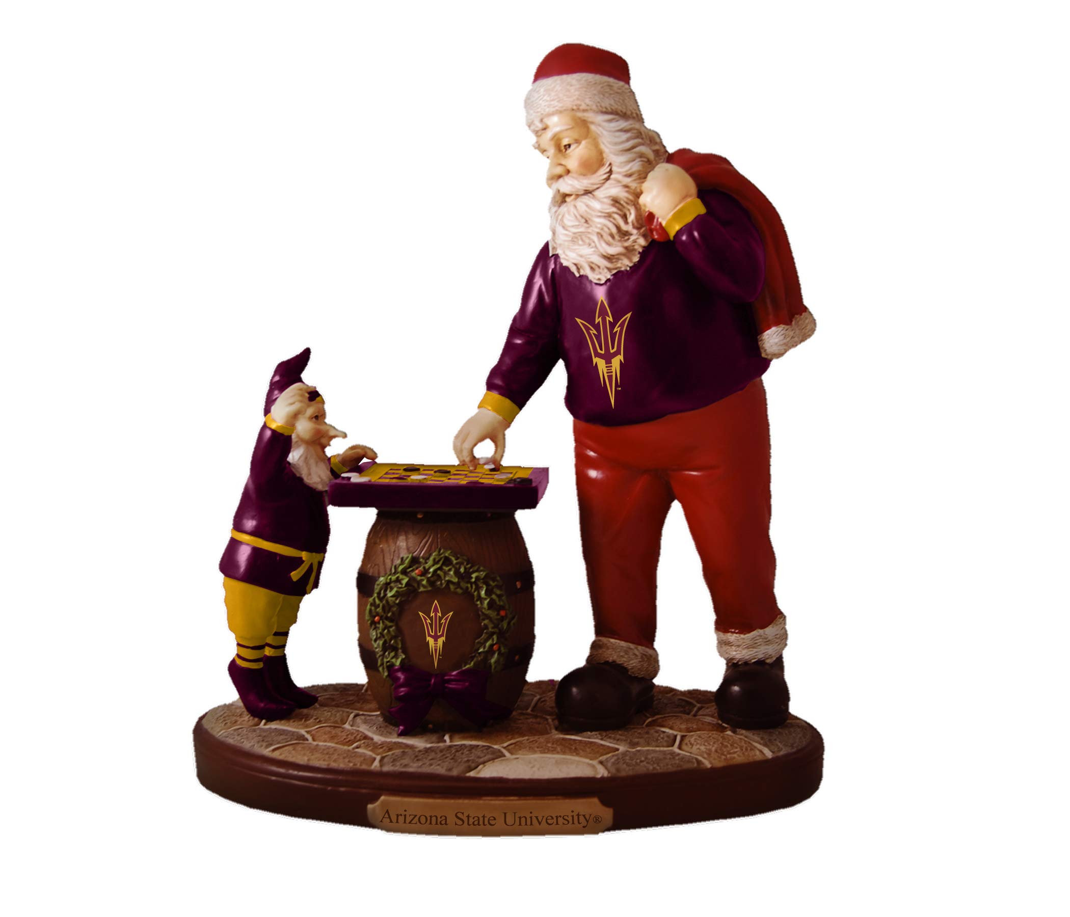 The Memory Company NCAA Checkerboard Santa Figurine Arizona State Sun Devils, Team Color, One Size