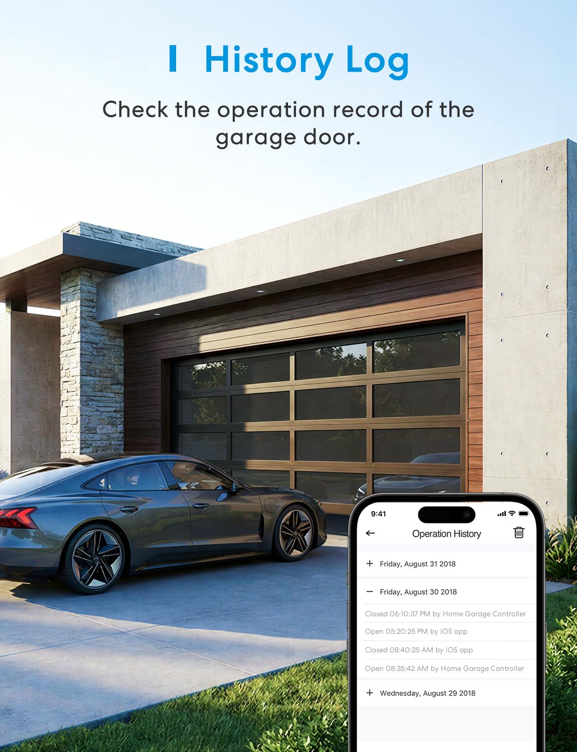 meross intelligenter Garagentoröffner, Sprach-/Fernbedienung, kompatibel mit Apple HomeKit, Amazon Alexa, Google Home, SmartThings, Ergänzung zu vorhandenem Garagentoröffner