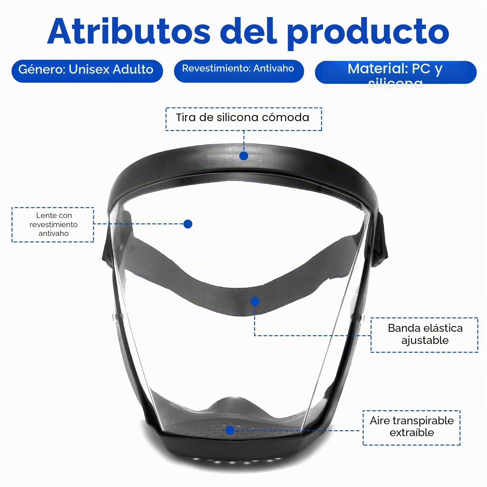 Máscara Deportiva Transparente de Protección Facial Completa