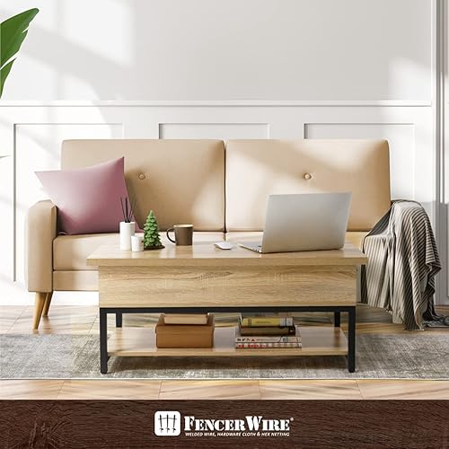 Miniatura 8 de Fencer Wire Mesa de centro elevable con almacenamiento, mesa de centro con estante inferior abierto, mesa de centro de almacenamiento con elevador