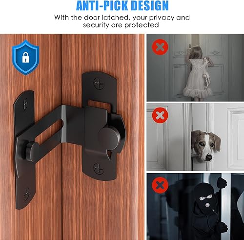 Miniatura 4 de Cerradura de puerta de granero abatible de 90 grados, protege la privacidad, pestillo de puerta de seguridad, pestillo de bloqueo de gancho para