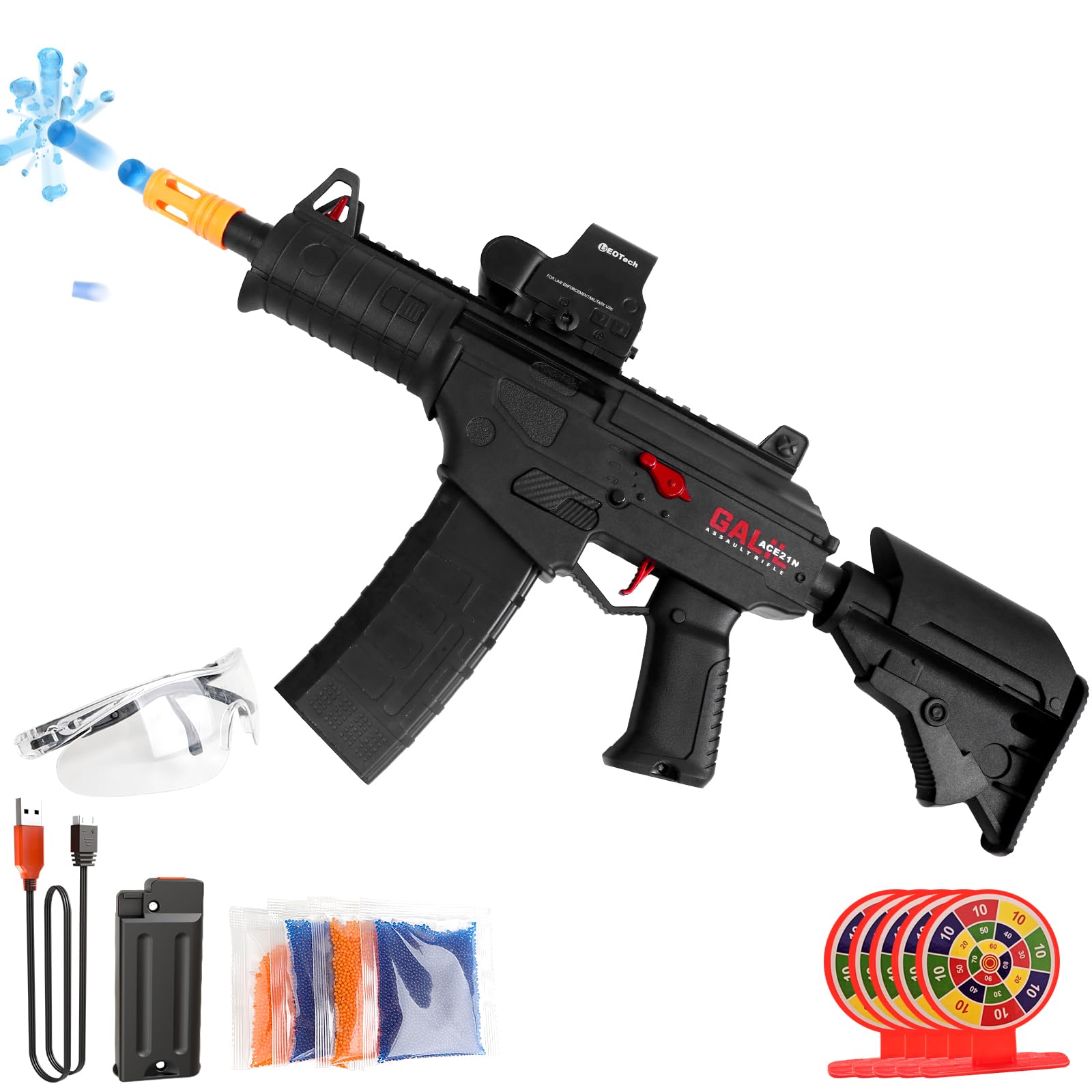 High Speed Gel Blaster Rechargeable Splatter Ball Blaster for Adults & Teens 14+, Gel Blaster with ABS Build, Electric Splatter Ball Toy for Outdoor Team Games (Black)