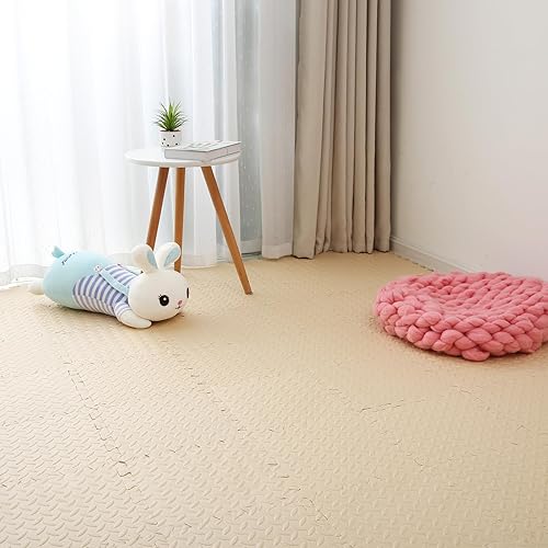 Miniatura 8 de Coolcandy Tapete de juego de espuma EVA, 16 azulejos coloridos para bebé, tapete de juego cuadrado para niños con color sólido, azulejos de espuma