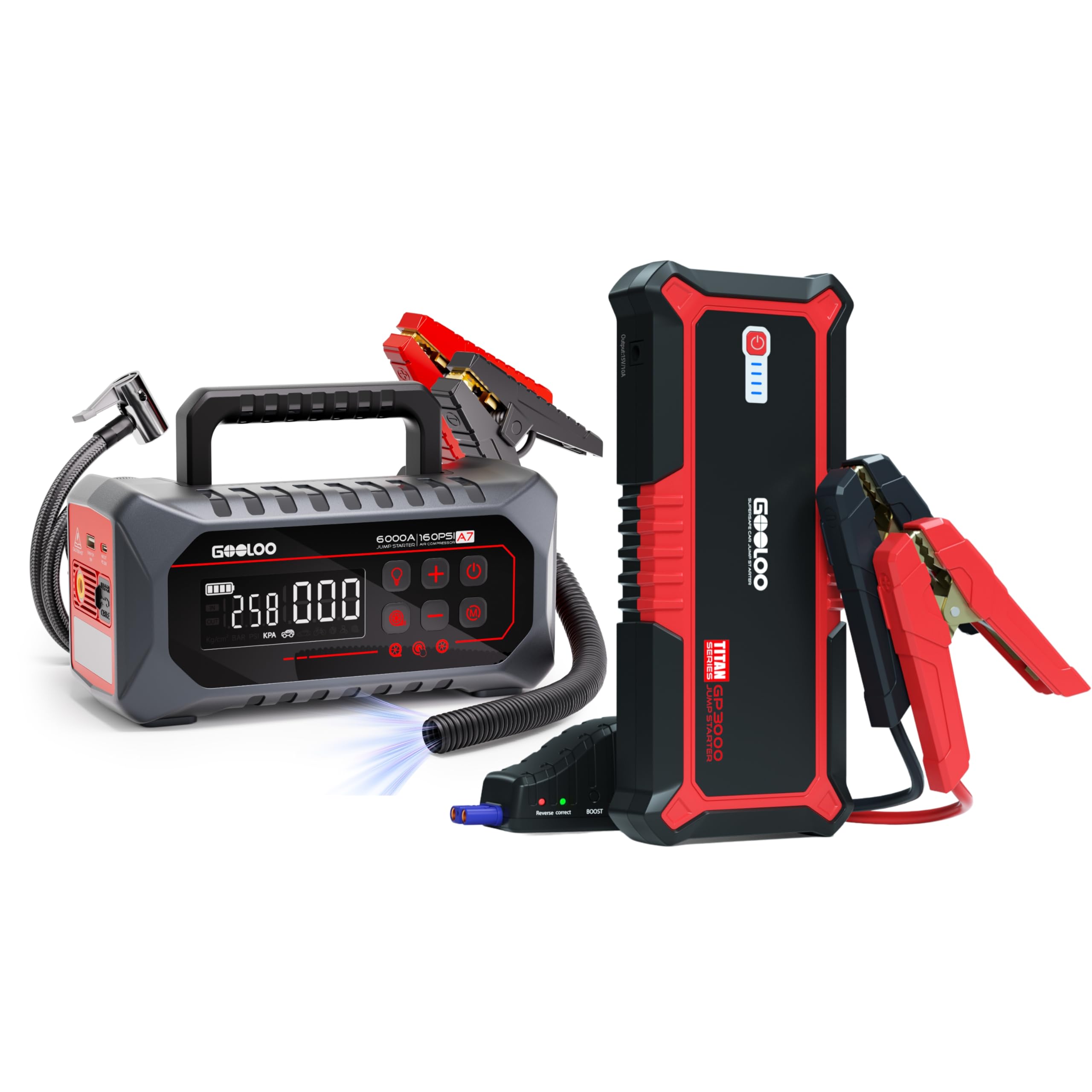 GOOLOO Upgraded GP3000 Jump Starter GOOLOO A7 Jump Starter with Air Compressor